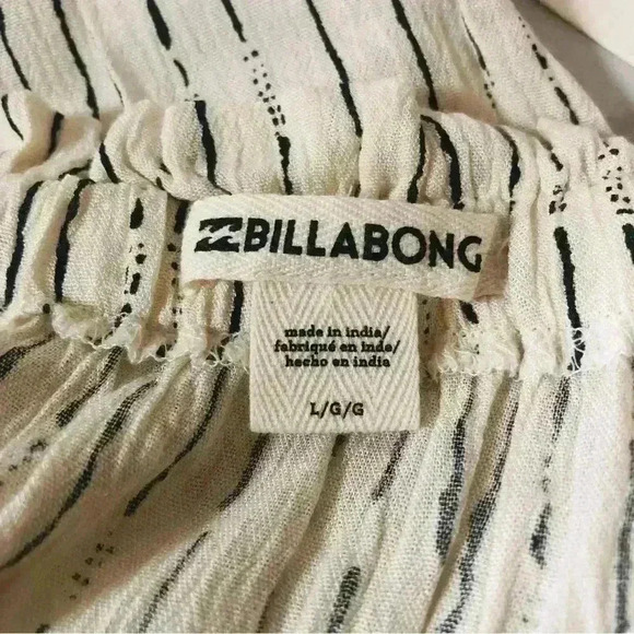 Billabong women sleeveless crop top ivory/black ties on shoulders size Large NWT - Picture 8 of 12
